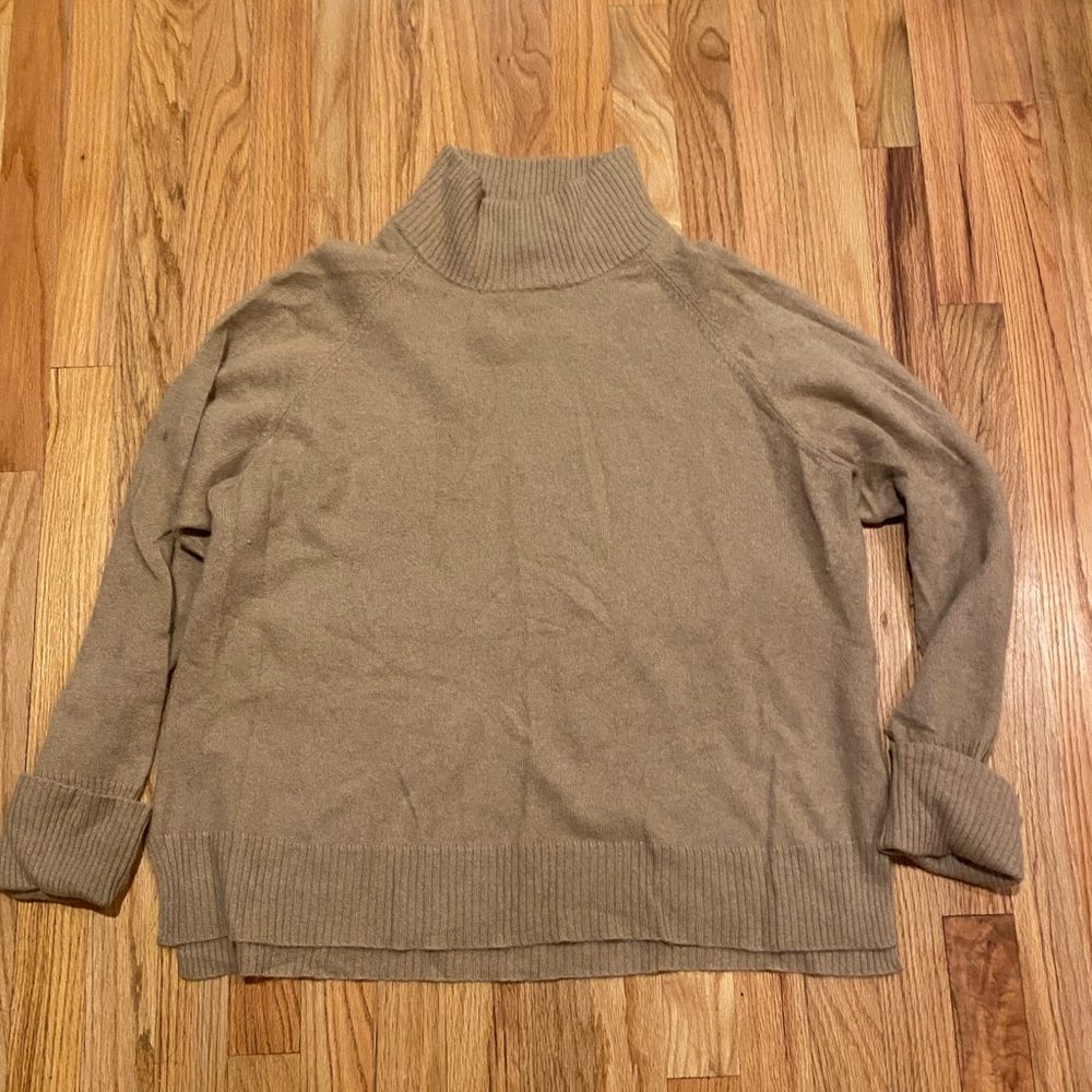 Halogen Nordstrom 2X Cashmere Cognac Tan Brown Turtleneck Sweater